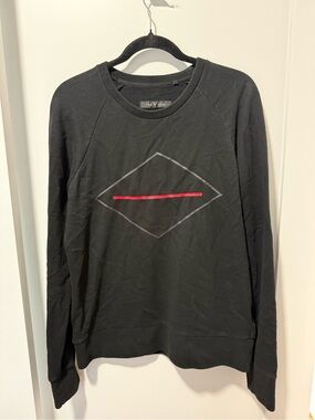 rag & bone Black Crewneck Sweater with Red Accent